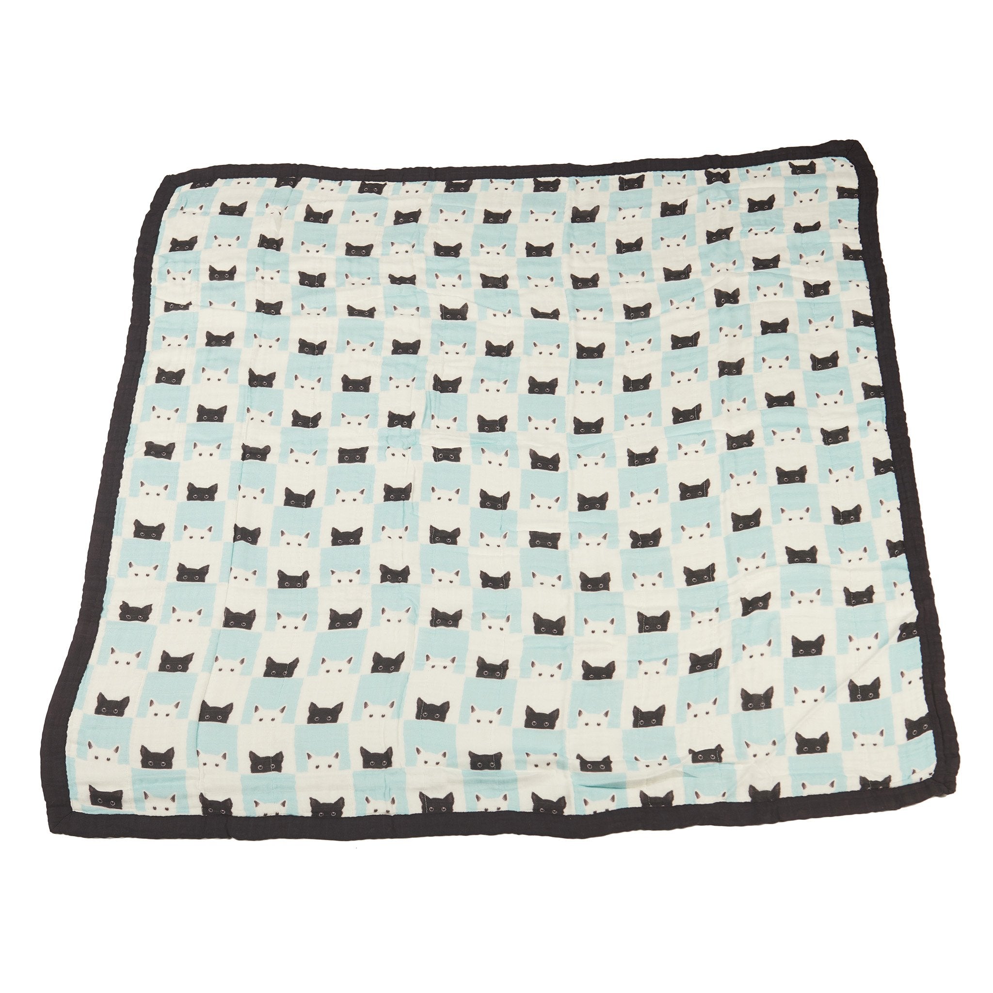 Peek-A-Boo Cats and Pencil Stripe Bamboo Muslin Newcastle Blanket