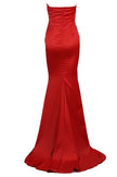 Strapless Red Evening Gown