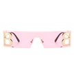 Rainbowx - Rimless Rectangle Flat Top Tinted Fashion Sunglasses