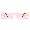 Rainbowx - Rimless Rectangle Flat Top Tinted Fashion Sunglasses