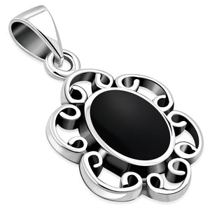 Pendentif en argent sterling avec onyx noir