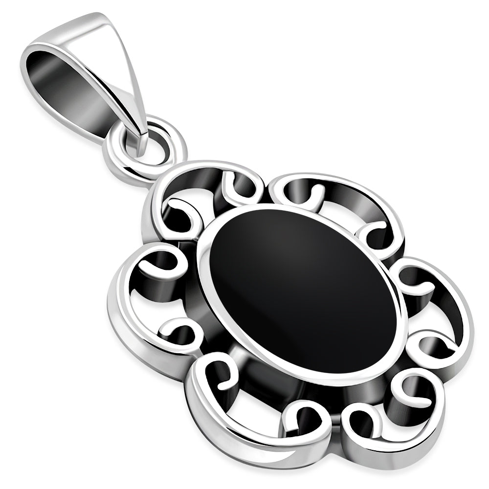 Black Onyx Sterling Silver Pendant