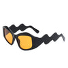 Shimmerz - Square Oversize Irregular Wavy Temple Design Fashion Sunglasses