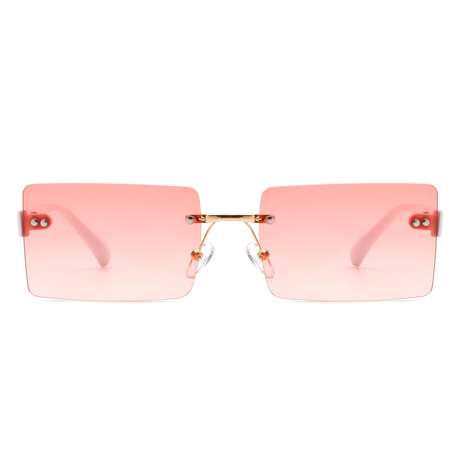 Jadesoul - Rectangle Retro Rimless Tinted Fashion Vintage Square Sunglasses