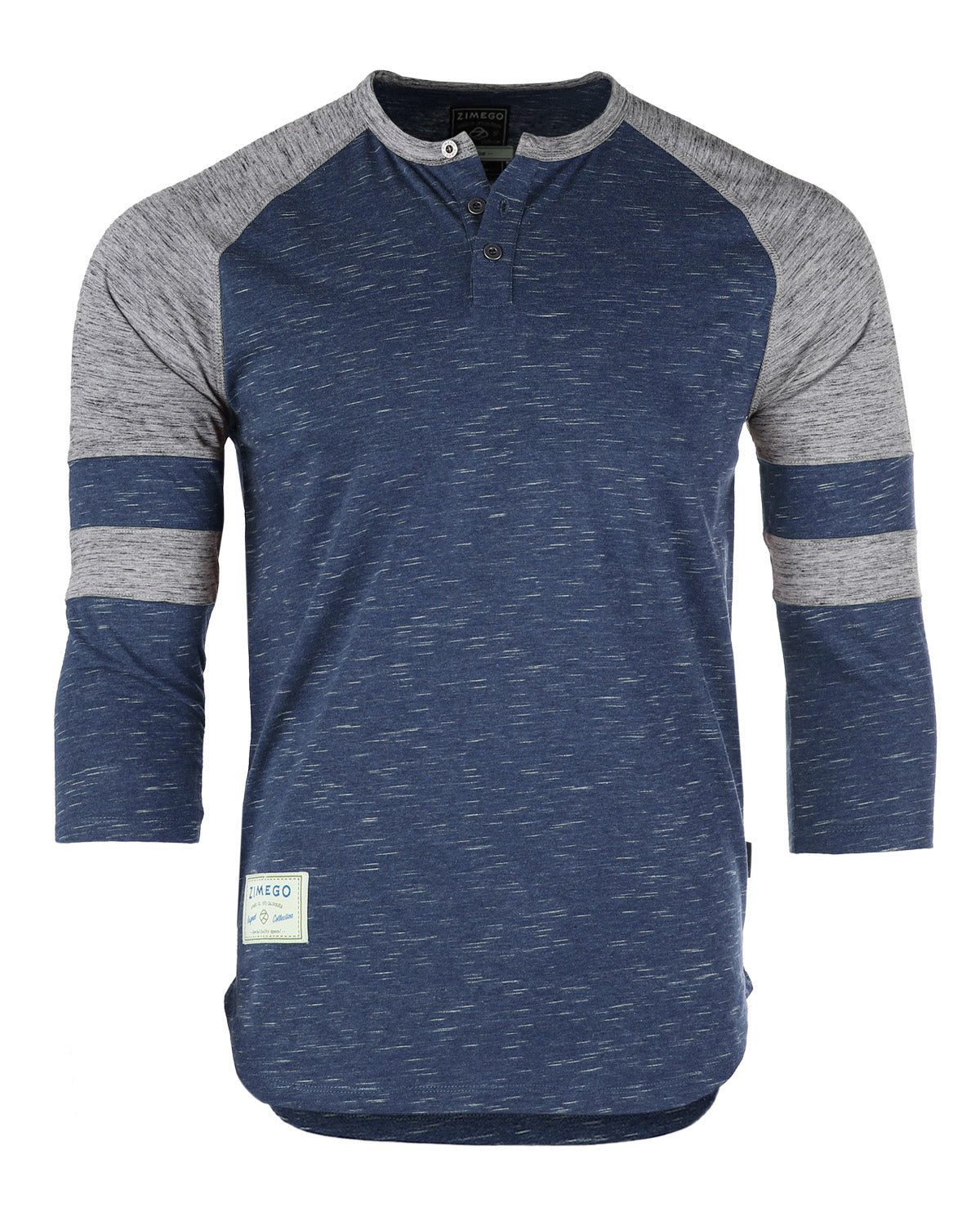 ZIMEGO Men's 3/4 Sleeve NAVY Baseball Football College Raglan