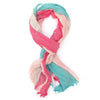 Turkish Cotton Blend Fringed Hobo Scarf Pink/White/Blue