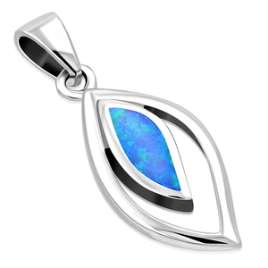 Synthetic Opal Drop Silver Pendant