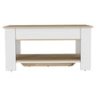 Table de Rangement Polgon, Etagère de Table Extensible, Etagère Inférieure - Chêne Clair / Blanc