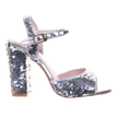 Sequin Open Toe High Heel Sandal (Silver)