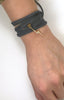 Lightning Bolt Grey Suede Wrap Bracelet