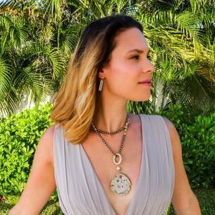 Courtney 5 Way Druzy Beaded Necklace in Ivory