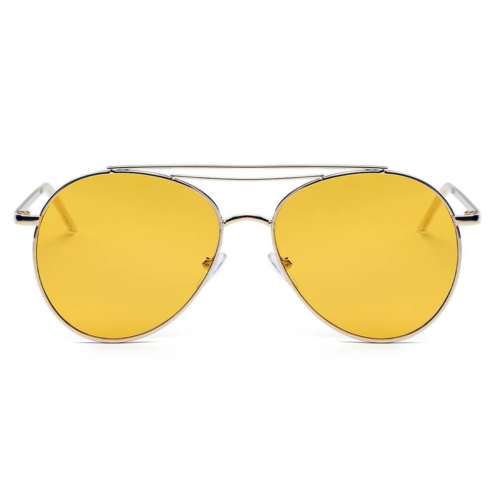 EDMOND | Lunettes de soleil aviateur unisexes, verres transparents, Style mode, cercle