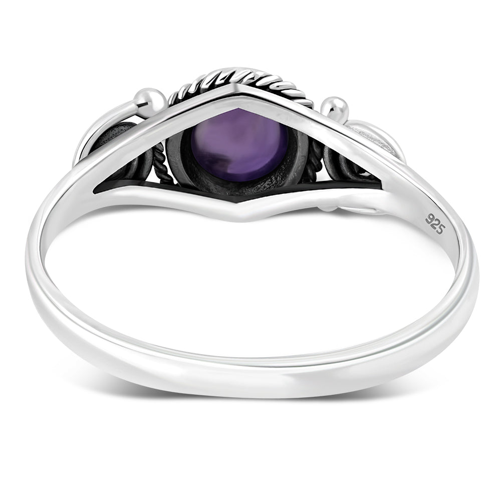 Amethyst Spiral Sterling Silver Ring