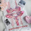 Ruffle Floral Lingerie Intimate Set Transparent Fantasy Underwear Bra Outfits Ellolace