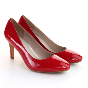 Patent Leather 8cm Pin Heel Round Toe Pumps-Red