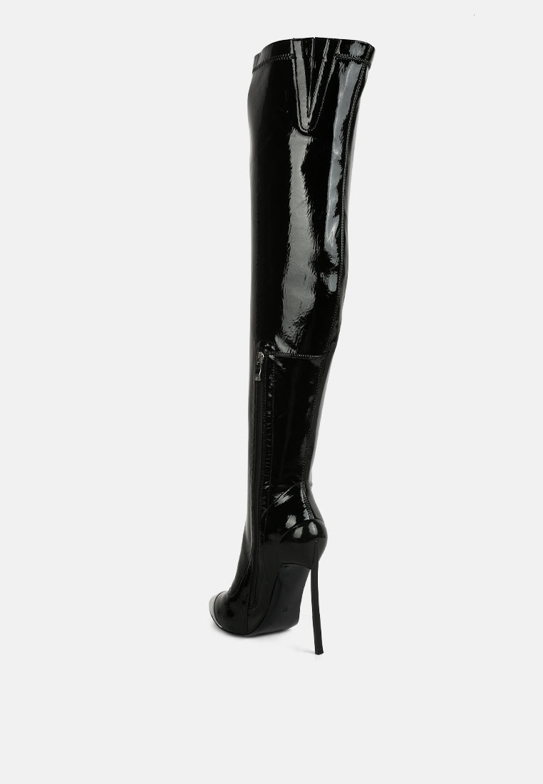 Chimes High Heel Patent Long Boots