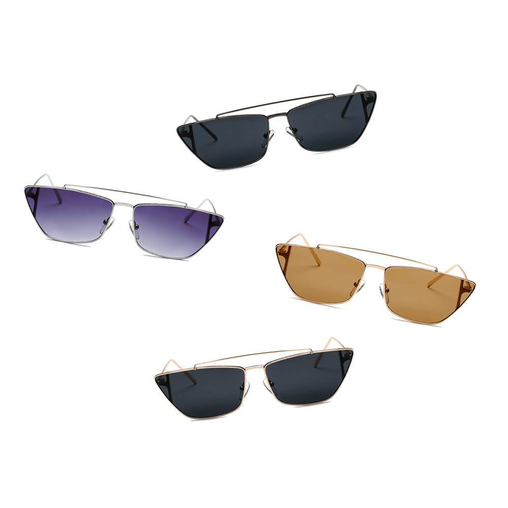 ESTEVAN | Women Metal Retro Flat Lens Rectangular Sunglasses