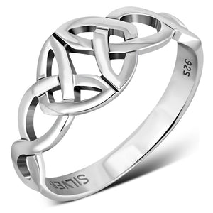 Bague en argent avec nœud de la Trinité celtique