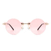 Crescent - Circle Retro Round Rimless Fashion Tinted Vintage Sunglasses