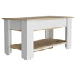 Table de Rangement Polgon, Etagère de Table Extensible, Etagère Inférieure - Chêne Clair / Blanc