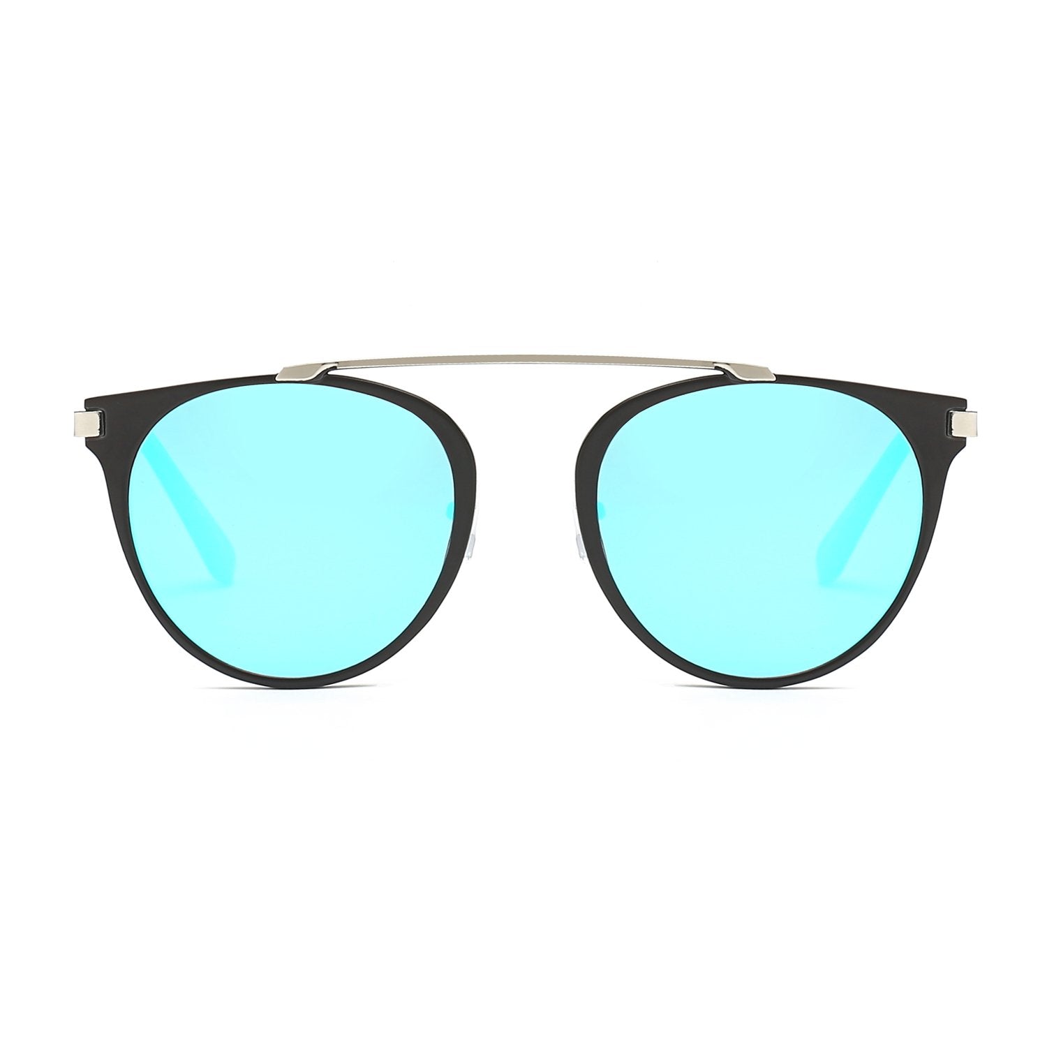 FRISCO | Modern Horn Rimmed Metal Frame Round Sunglasses