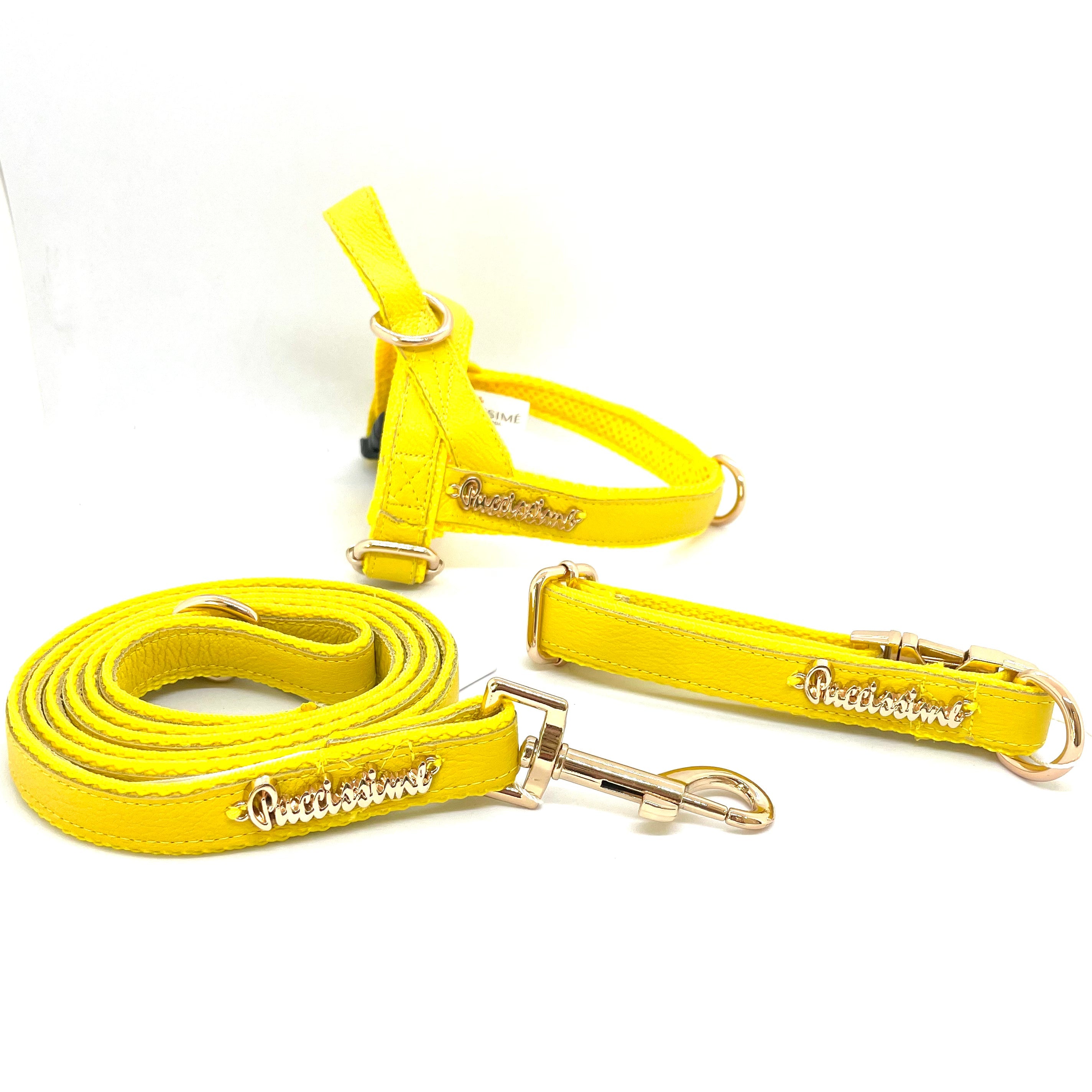 Yellow Genuine Leather One-Click Harness