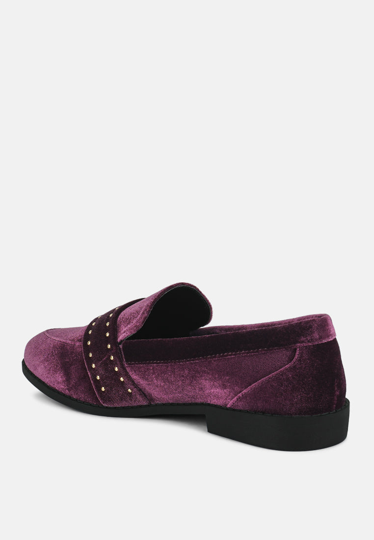 Walkin Stud Detail Velvet Loafers